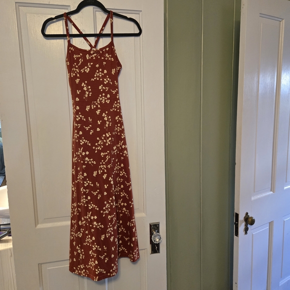 Pact Women's Scattered Sprigs Tandoori Fit & Flare Midi Dress Size Small - Picture 6 of 6